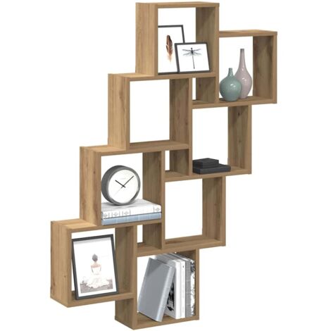 Wall Cube Shelf Artisan Oak 90x15x119.5 cm Engineered Wood vidaXL