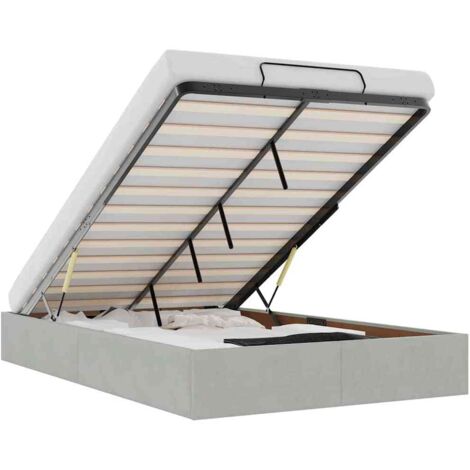 Ottoman Bed Frame No Mattress Light Grey Double Velvet vidaXL