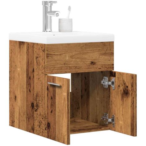 2 Piece Bathroom Furniture Set Old Wood Engineered Wood vidaXL