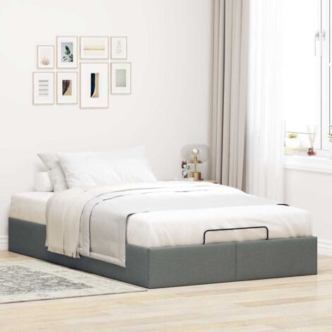 Ottoman Bed Frame without Mattress Dark Grey Double Fabric vidaXL