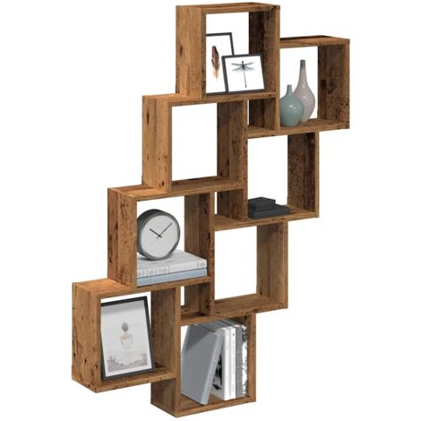 Wall Cube Shelf Old Wood 90x15x119.5 cm Engineered Wood vidaXL