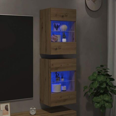 Wall Cabinets with LED Lights for TV 2 pcs Artisan Oak 40x30x60,5 cm vidaXL (1/5)