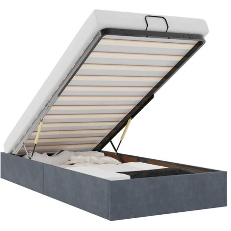 Ottoman Bed Frame No Mattress Dark Grey Single Velvet vidaXL