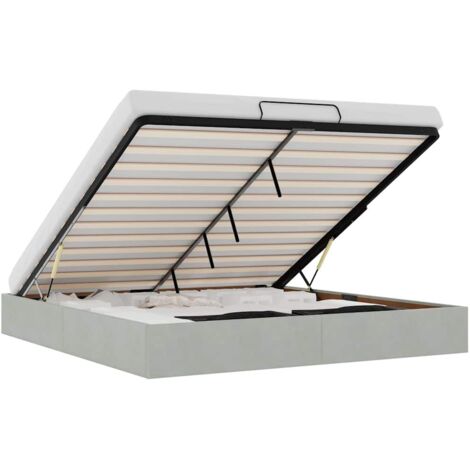 Ottoman Bed Frame No Mattress Light Grey Super King Velvet vidaXL