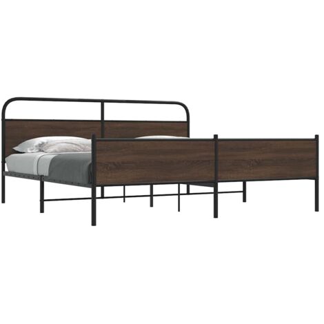 Metal Bed Frame without Mattress Brown Oak 180x200 cm Super King vidaXL (1/5)