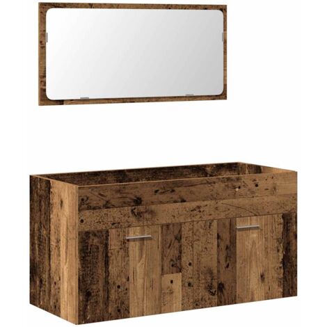 Bathroom Cabinet with Mirror Old Wood Engineered Wood vidaXL