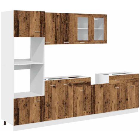 7 Piece Kitchen Cabinet Set Lyon Old Wood Engineered Wood vidaXL