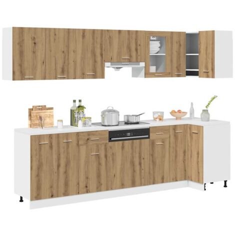 11 Piece Kitchen Cabinet Set Lyon Artisan Oak Engineered Wood vidaXL