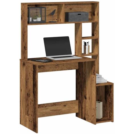 Desk with Shelves Old Wood 100x45x140 cm Engineered Wood vidaXL