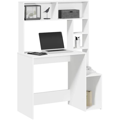 Desk with Shelves White 100x45x140 cm Engineered Wood vidaXL