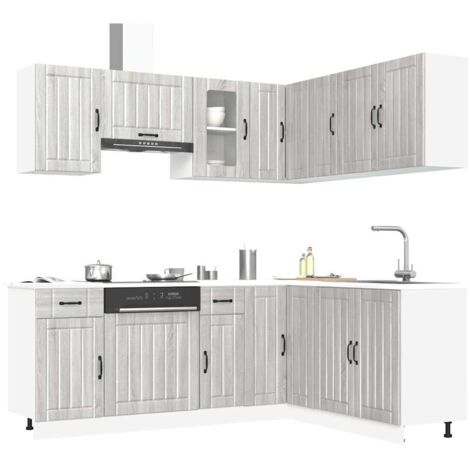 11 Piece Kitchen Cabinet Set Kalmar Grey Sonoma Engineered Wood vidaXL