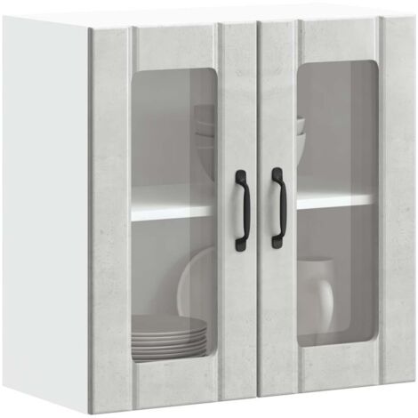 Kitchen Wall Cabinet with Glass Door Lucca Concrete Grey Engineered Wood vidaXL