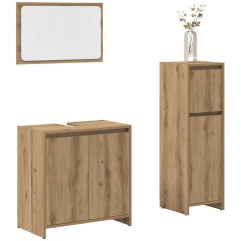 3 Piece Bathroom Furniture Set Artisan Oak Engineered Wood vidaXL