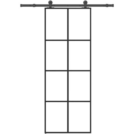 Sliding Door with Hardware Set 76x205 cm ESG Glass&Aluminium vidaXL