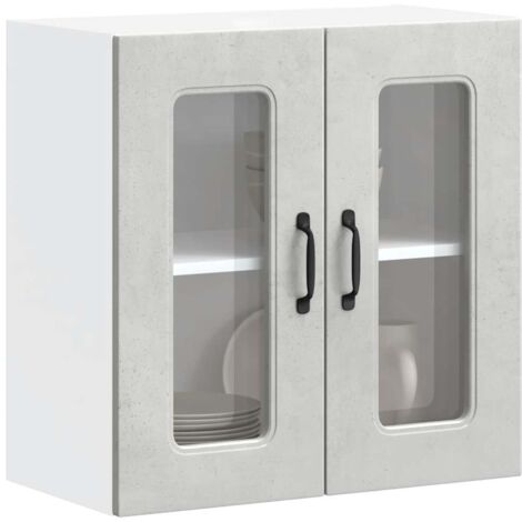 Kitchen Wall Cabinet with Glass Door Kalmar Concrete Grey Engineered Wood vidaXL (1/5)