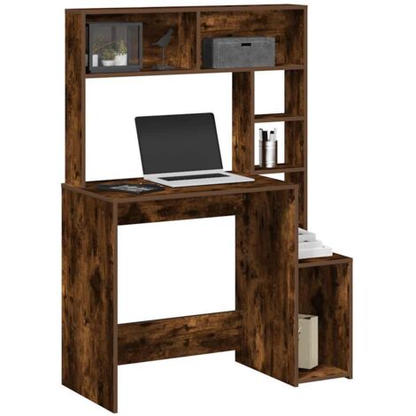 Desk with Shelves Smoked Oak 100x45x140 cm Engineered Wood vidaXL