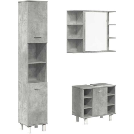 3 Piece Bathroom Furniture Set Concrete Grey Engineered Wood vidaXL (1/5)