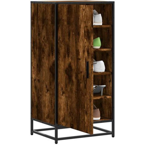 Shoe Rack Smoked Oak 48x38x97.5 cm Engineered Wood vidaXL (1/5)
