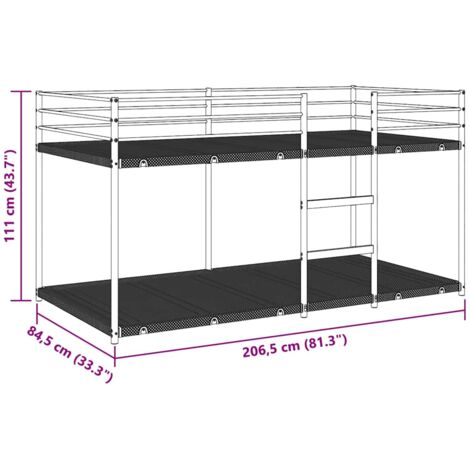 Bunk Bed without Mattress Black 80x200 cm Steel vidaXL