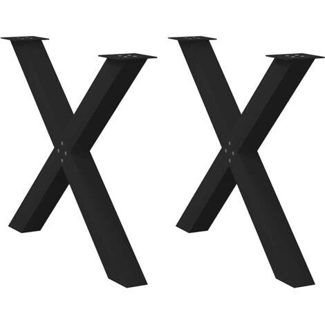 Dining Table Legs X-Shaped 2 pcs Black 90x(72-73) cm Steel vidaXL
