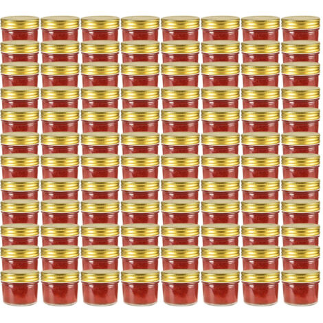 Glass Jam Jars with Gold Lid 96 pcs 110 ml vidaXL