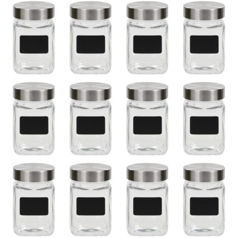 12Pcs Glass Jars Set(300Ml),Clear Spice Jars with Bamboo Lids