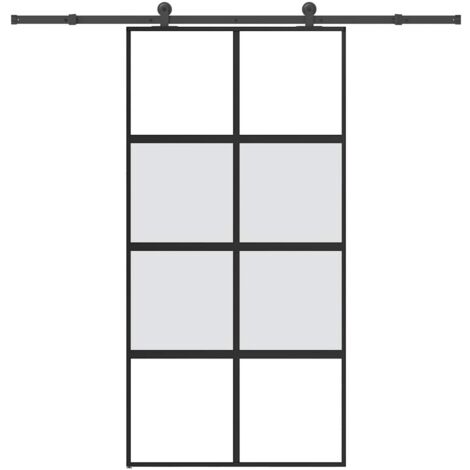 Sliding Door with Hardware Set 102.5x205 cm Tempered Glass and Aluminium vidaXL