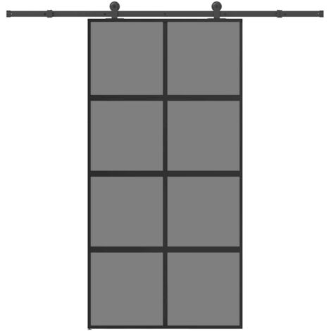 Sliding Door with Hardware Set 102.5x205 cm Tempered Glass and Aluminium vidaXL