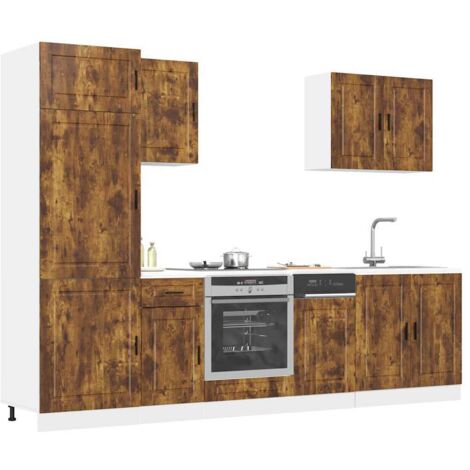 vidaXL 7 Piece Kitchen Cabinet Set Porto Smoked Oak Engineered Wood