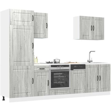7 Piece Kitchen Cabinet Set Kalmar Grey Sonoma Engineered Wood vidaXL
