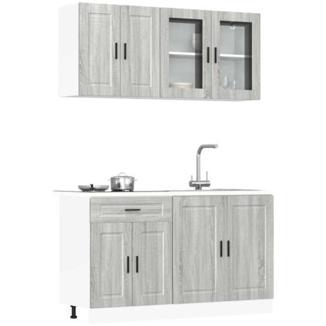4 Piece Kitchen Cabinet Set Porto Grey Sonoma Engineered Wood vidaXL