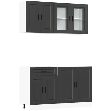 4 Piece Kitchen Cabinet Set Porto Black Engineered Wood vidaXL (1/5)