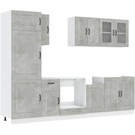 8 Piece Kitchen Cabinet Set Kalmar Concrete Grey Engineered Wood vidaXL