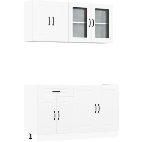 4 Piece Kitchen Cabinet Set Kalmar White Engineered Wood vidaXL (1/5)