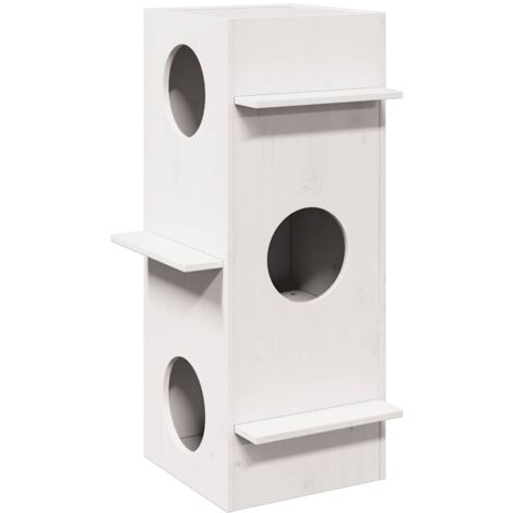 Cat House White 43x43x90 cm Solid Wood Pine vidaXL