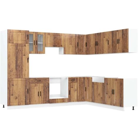 14 Piece Kitchen Cabinet Set Porto Old Wood Engineered Wood vidaXL