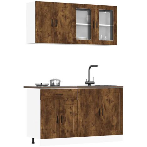 4 Piece Kitchen Cabinet Set Porto Smoked Oak Engineered Wood vidaXL