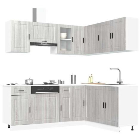 11 Piece Kitchen Cabinet Set Porto Grey Sonoma Engineered Wood vidaXL