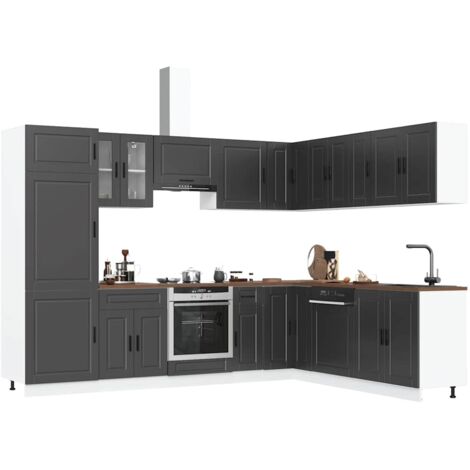 14 Piece Kitchen Cabinet Set Porto Black Engineered Wood vidaXL (1/5)