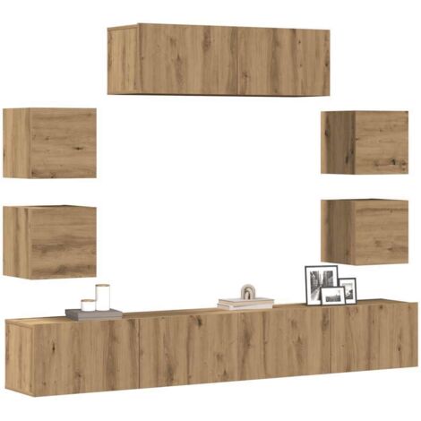 7 Piece TV Cabinet Set Wall-mounted Artisan Oak Engineered Wood vidaXL (1/5)