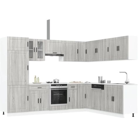14 Piece Kitchen Cabinet Set Porto Grey Sonoma Engineered Wood vidaXL