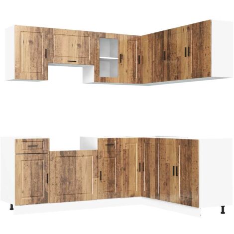 11 Piece Kitchen Cabinet Set Porto Old Wood Engineered Wood vidaXL