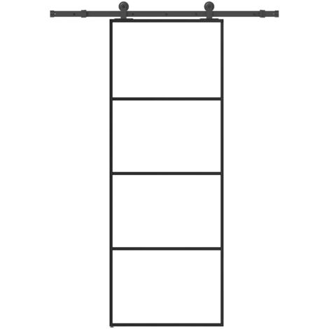 Sliding Door with Hardware Set 76x205 cm ESG Glass&Aluminium vidaXL (1/5)