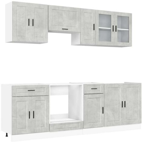 8 Piece Kitchen Cabinet Set Porto Concrete Grey Engineered Wood vidaXL