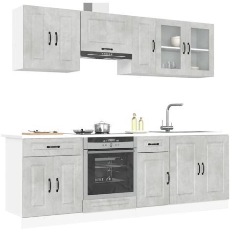 8 Piece Kitchen Cabinet Set Kalmar Concrete Grey Engineered Wood vidaXL