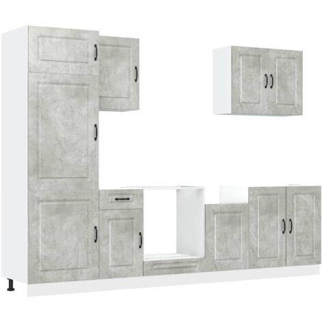 7 Piece Kitchen Cabinet Set Kalmar Concrete Grey Engineered Wood vidaXL
