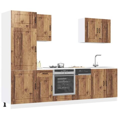 7 Piece Kitchen Cabinet Set Kalmar Old Wood Engineered Wood vidaXL