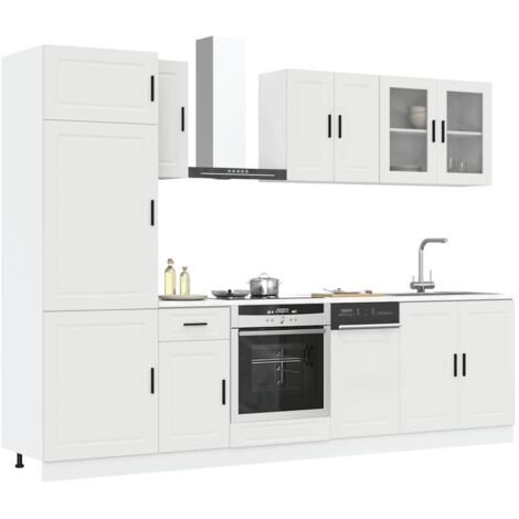 8 Piece Kitchen Cabinet Set Porto White Engineered Wood vidaXL