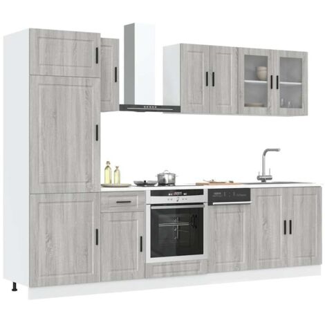 8 Piece Kitchen Cabinet Set Kalmar Grey Sonoma Engineered Wood vidaXL