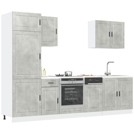 vidaXL 7 Piece Kitchen Cabinet Set Porto Concrete Grey Engineered Wood